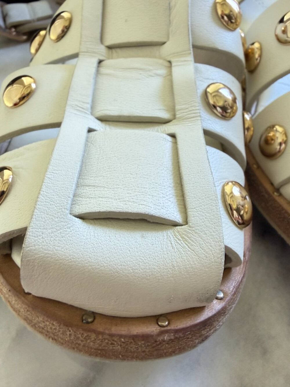 Freda Salvador White Gladiator Studded Leather Sandals - Picture 13 of 15